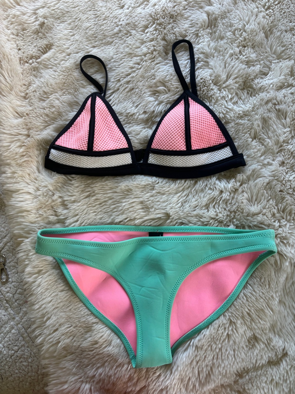 TRIANGL Colorblock Pink & Mint Bikini Set
